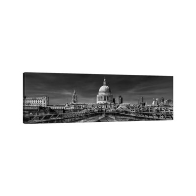 The Cathedral And The Millennium Bridge 1 Piece Wrapped Canvas Panoramic Wall Art