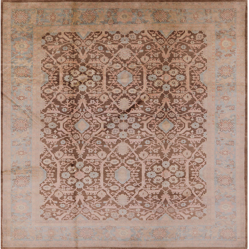 Tapis oriental brun / bleu, Carré 6 pi