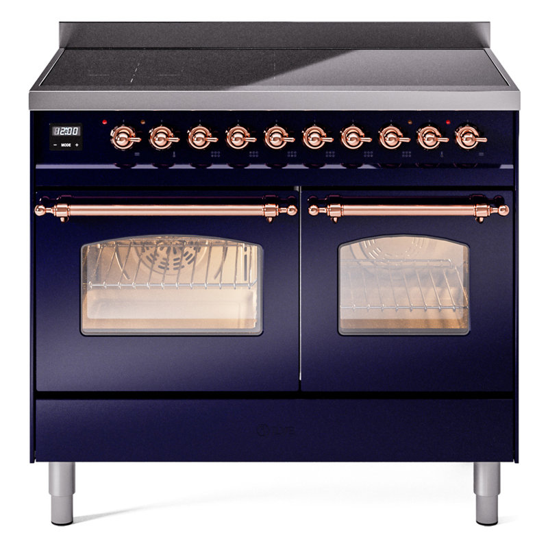 ILVE Nostalgie II Series 40 inch Induction Range with 6 Induction Elements (Glass Door), Midnight Blue/Copper