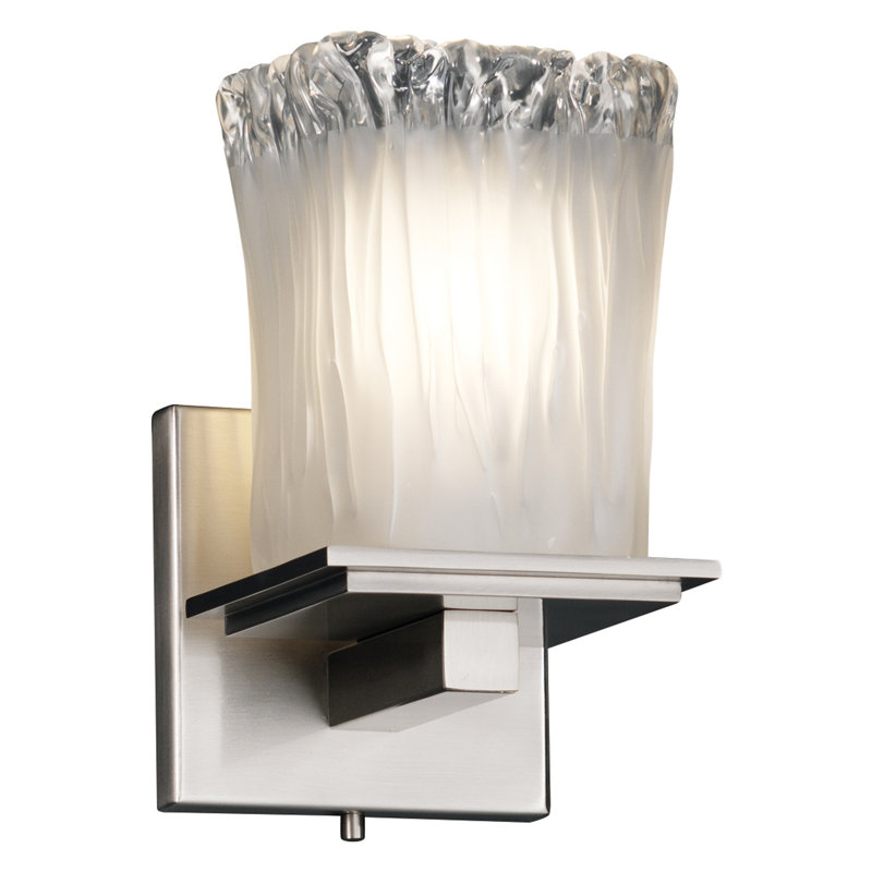 Appliquee à bras en nickel brossé 1 lumières Bian, Nickel brossé, Blanc givré