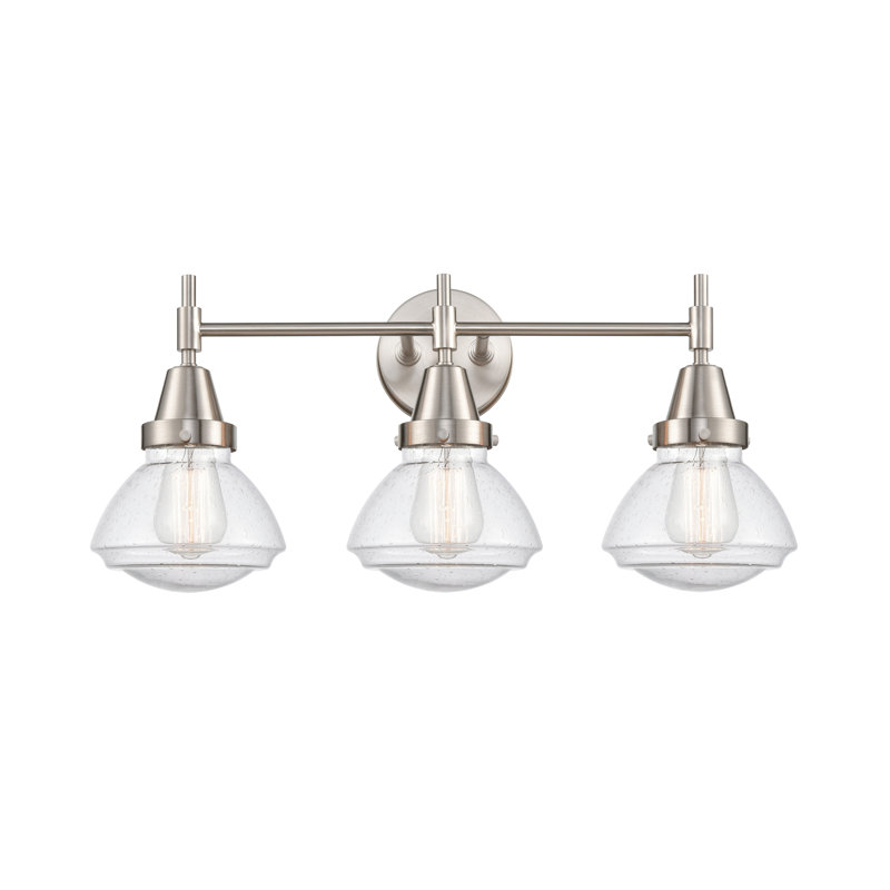 Éclairage pour meuble-lavabo à 3 lumières à intensité variable Gayle, Nickel satiné, Granuleux, Ampoule non incluse