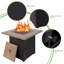 Table de foyer d'extérieur au gaz 28 pouces, 48 000 BTU, table d'extérieur carrée pour patio extérieur au propane, certification ETL, couvercle à grain de bois Bionic, pour cour, jardin, fête, terrasse, cour