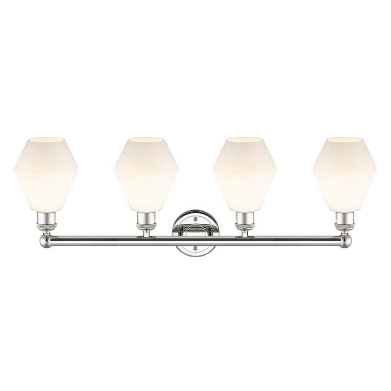 Éclairage pour meuble-lavabo 4 lumières 33 pouces Gabbie, Blanc mat, Nickel poli