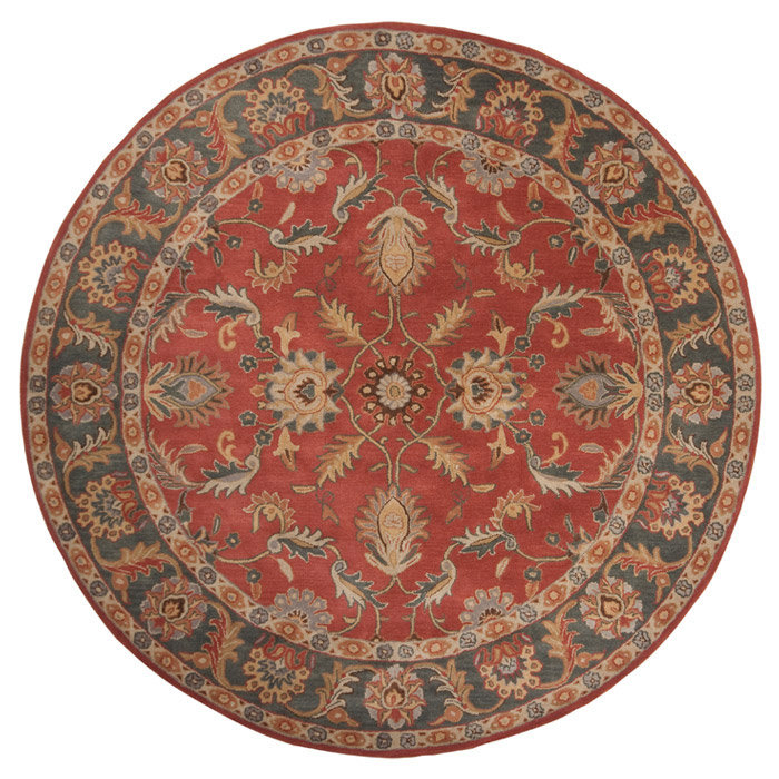 Buckhill Oriental Hand-Tufted Wool Area Rug in Brick Red/Navy/Mustard