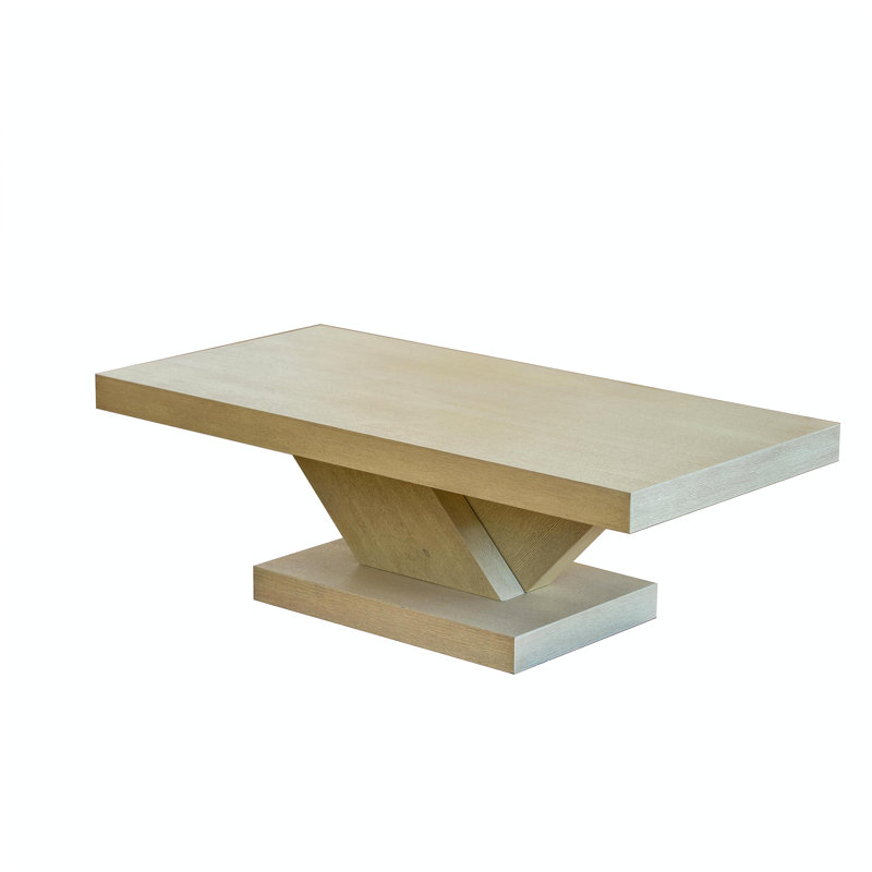 Table basse moderne de 47 po à pieds croisés, conception robuste en forme de X, placage en bois massif, grande table centrale de salon avec amplement d'espace de rangement, chêne délavé