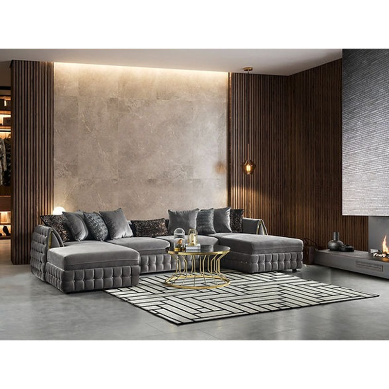 Canapé modulaire Lehar, Velours gris