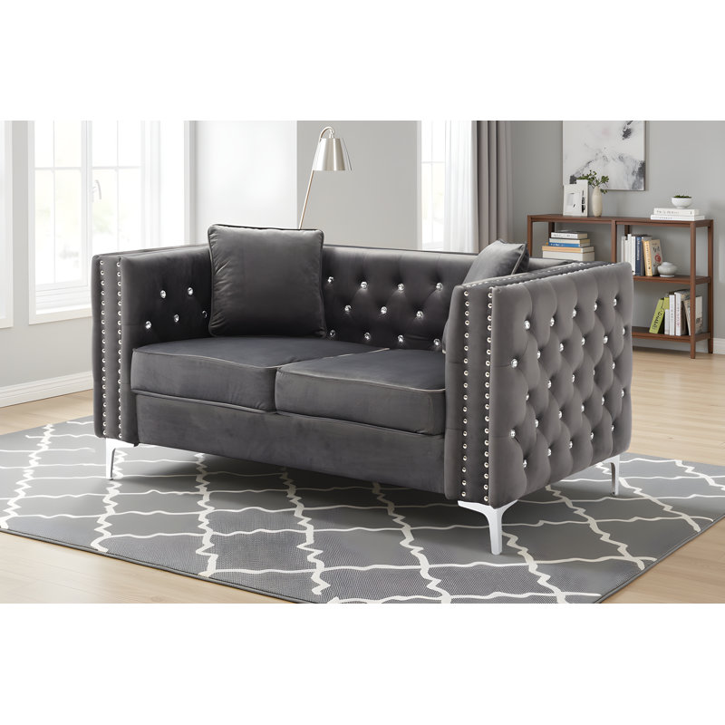 Lyon Velvet Loveseat, Gray