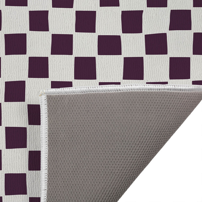 Checkered Absorbent Non-Skid Rectangular Toilet Mat