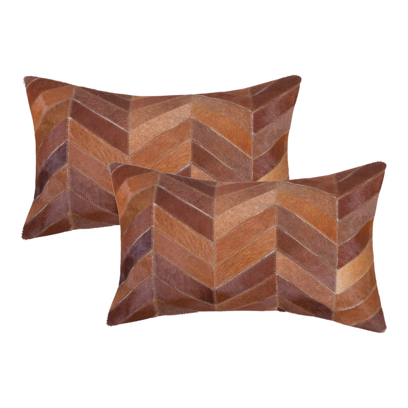  Rectangular Leather Pillow Cover and Insert, Tan