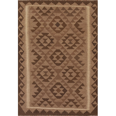 Brown Kilim Reversible Wool Area Rug 3x5