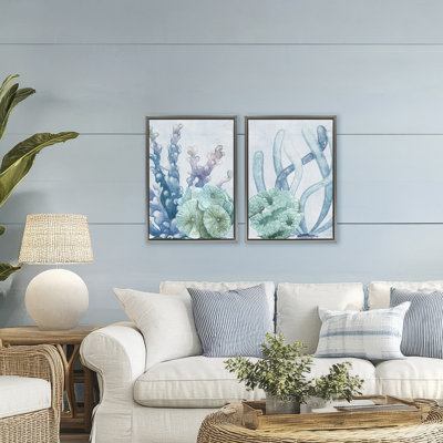 Ensemble de cadres flottants 2 pièces Coral Days Ocean Pastels, design par Kim Allen