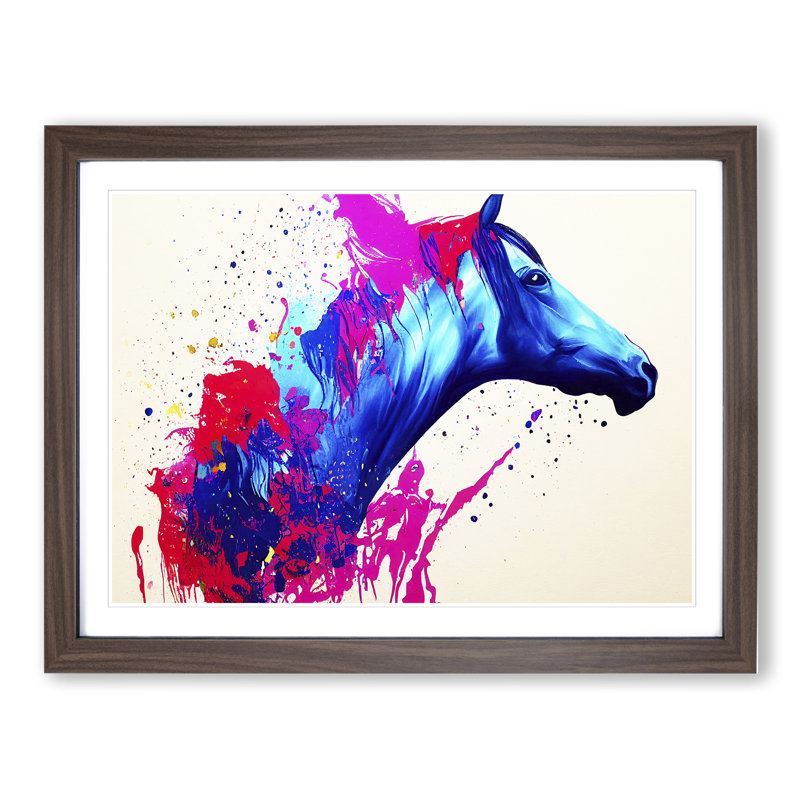 Colourful Horse Vol.3 Abstract - Single Picture Frame Print, Walnut Framed, 34cm H x 46cm W x 2cm D