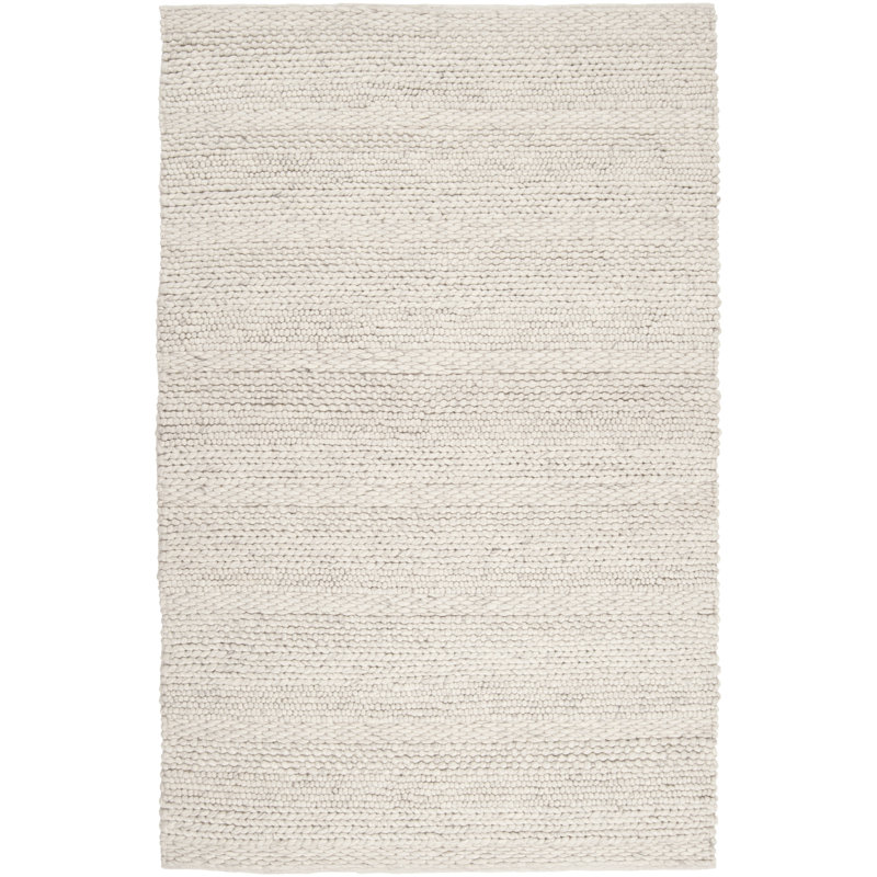 Tapis ivoire en laine tissé à la main Zekia, Rectangle 9 pi x 13 pi