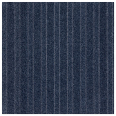 EAZY Floor Roma Stripe 24" x 24" Peel and Stick Carpet Tile Blue