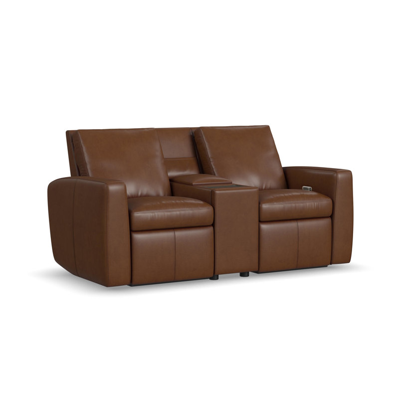 Elara Power Reclining Loveseat With Console, Brown