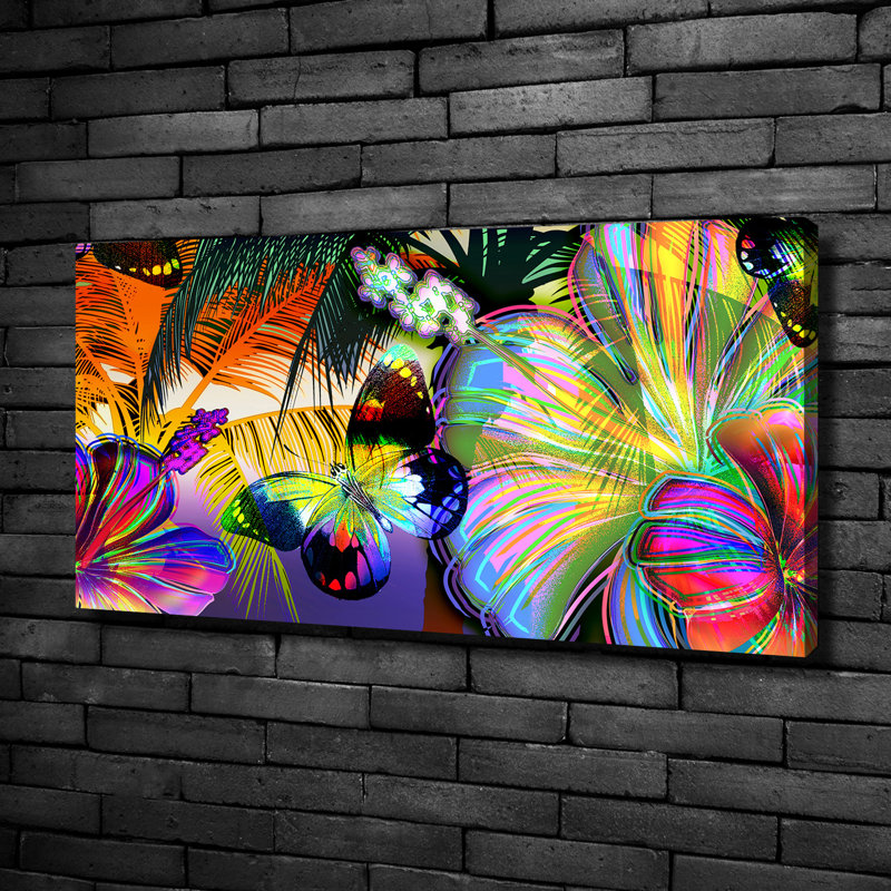 Flowers And Butterfly - Wrapped Canvas Print