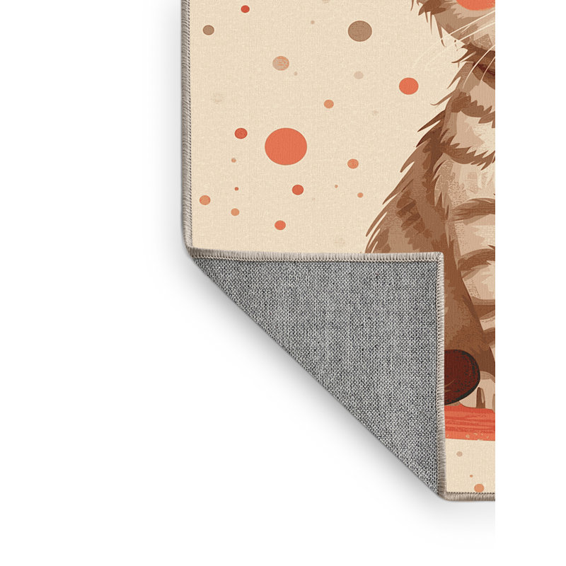 Tapis beige lavable à la machine moderne et contemporain abstrait Laverock - reliure beige, 5 x 8