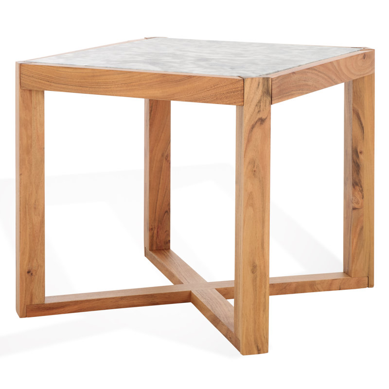 Table d'appoint Kinnedy, Plateau blanc / base naturelle