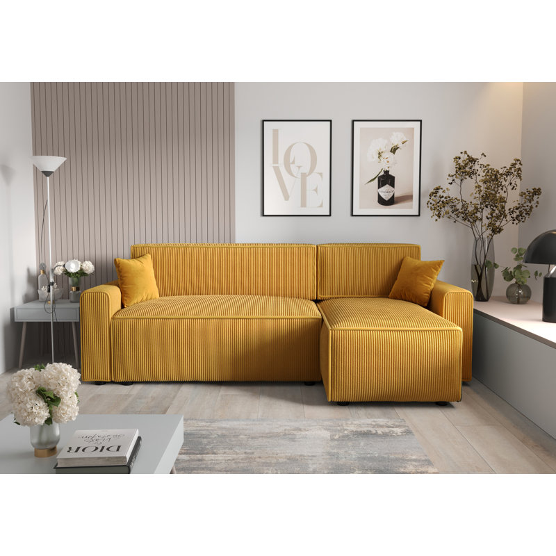 Bodyn 3 Seater Corner Sofa , Right -sided, Yellow