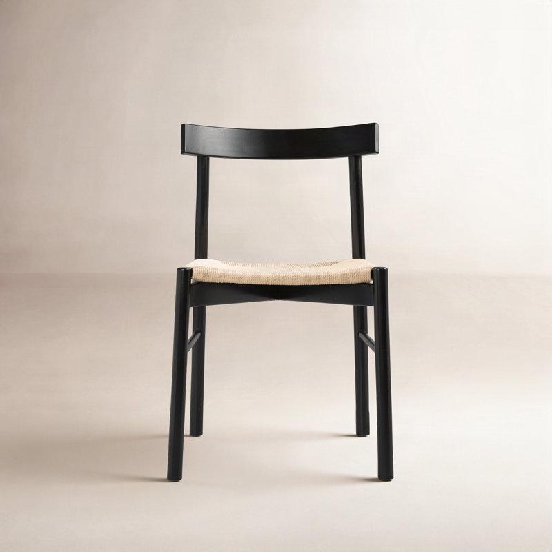 Hamm Solid Oak Dining Chair with Handwoven Rope Seat, Beige