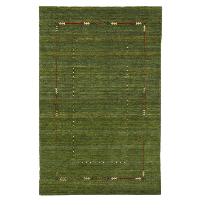 Tapis vert Kashkuli Gabbeh 4 pi 11 po x 7 pi 11 po