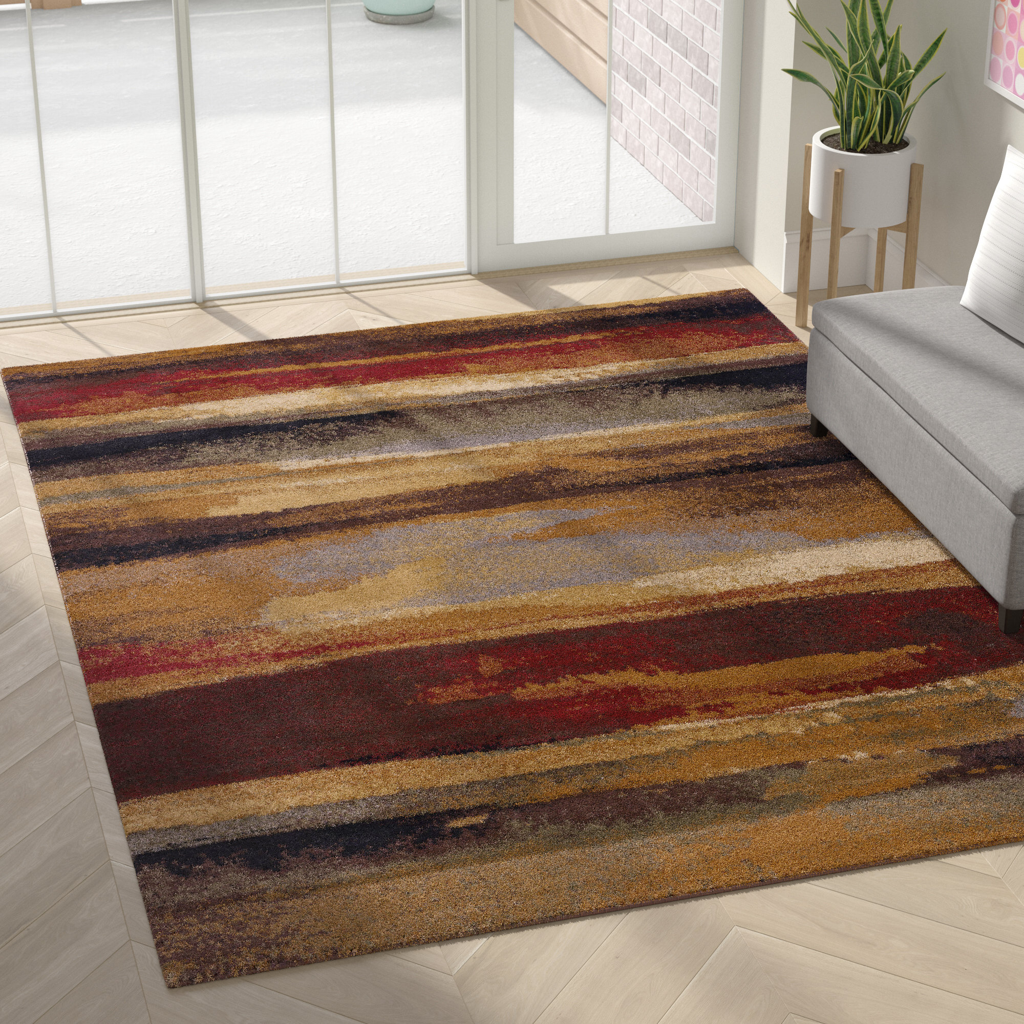 Wade Logan Mettler Abstract Brown/Beige Area Rug - Brown/Beige/Red ...