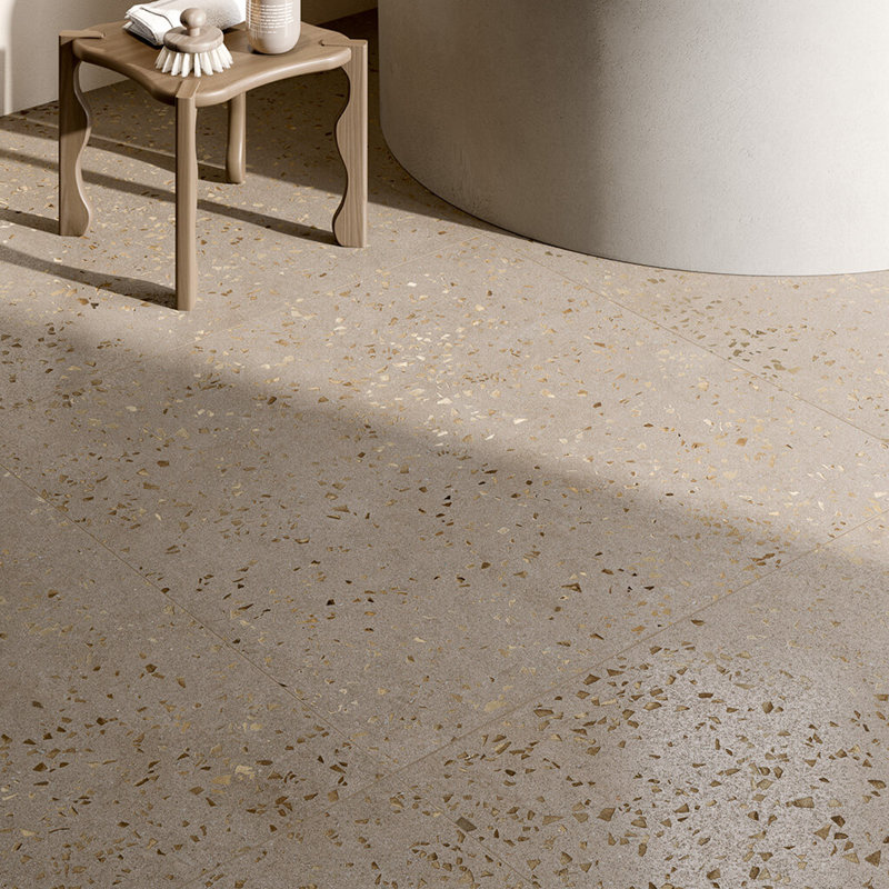 Carreau de porcelaine Terrazzo 36 "x 36" Brix, Beige-gris grège