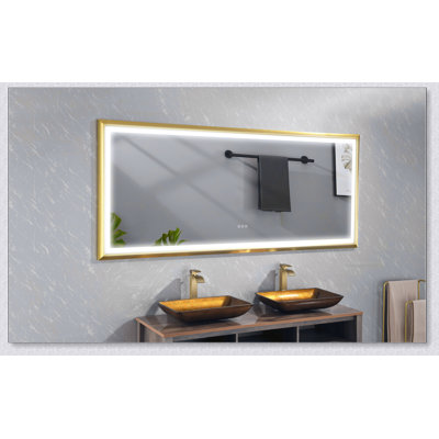 Oversized Rectangular LED Mirror With Anti-Fog And Dimmable Lighting, Perfect For Bathrooms, Gyms, And Dance Studios.