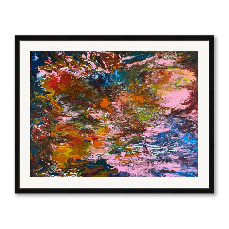 Les couleurs de la vie par Alicia Lopez - Peinture, H 30 po x l 24 po, Papier avec cadre noir