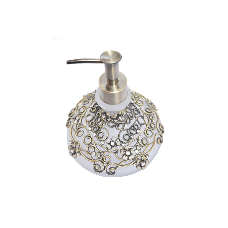 Catiana 12.5oz Frosted Glass Soap Dispenser with Pewter Finish – Bathroom Decor, Christmas & Mother’s Day Gift
