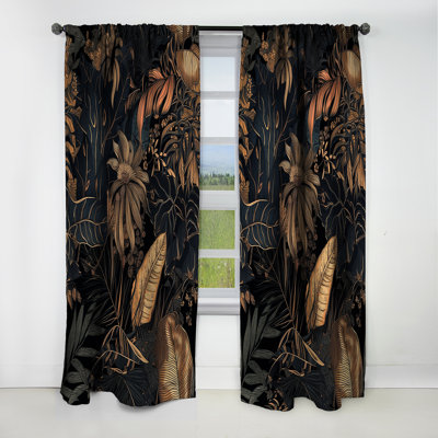 Ginnia - Leaves Curtain - Blackout Floral Curtain - 1 Panels