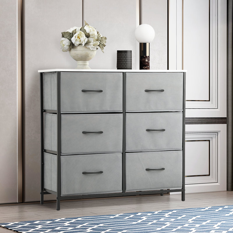 Marthena 6 Drawer 31.5" W Double Dresser, Gray