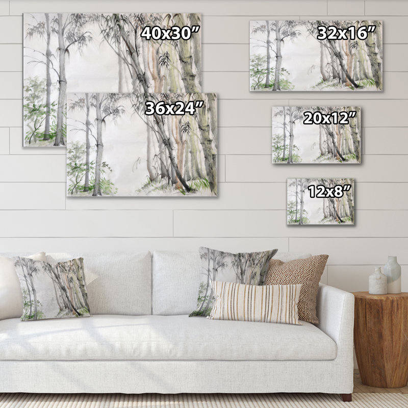 Forêt de bambou chinois - reproduction de cadre photo sur toile, H 24 po x l 36 po x P 1 po, Toile tendue