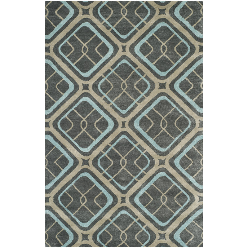 Leonidas Geometric Wool Hand Woven Area Rug, Rectangle 152 x 244 cm