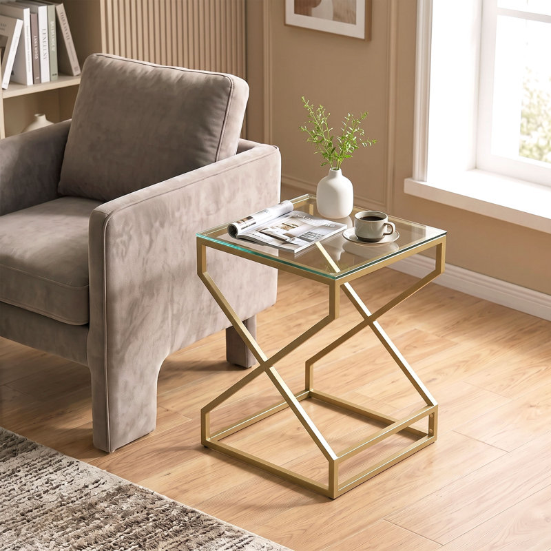 40 cm W Glass Bedside Table