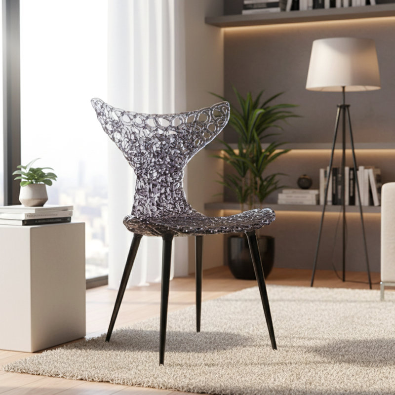 Stitch Wing Back Parsons Chair Dining Chair, Tea Brown, Gold
