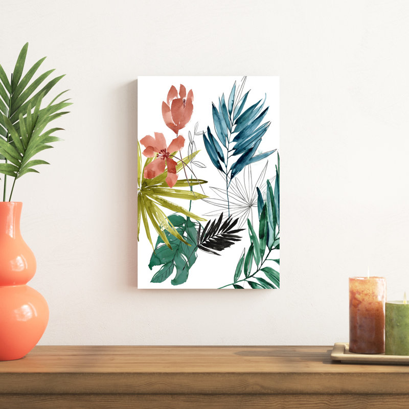 " Tropical Composition I " by Jennifer Goldberger Painting Print, 18" H x 12" W x 1.25" D