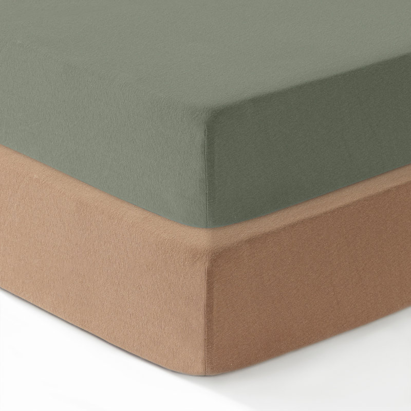Ensemble de 2 draps pour lit de bébé standard pour garçons et filles, draps-housses en jersey de coton à 100%, drap pour lit de bébé, draps pour lit de tout-petit, drap de matelas pour lit de bébé de 52 po x 28 po | Vert et moutarde