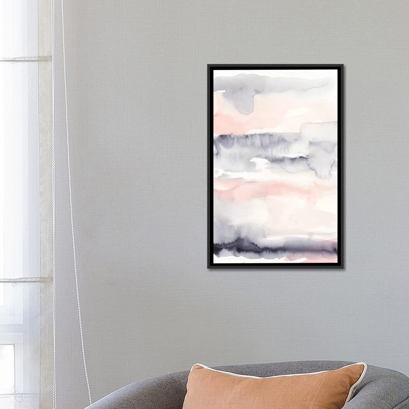 « Violet & blush II » par Ethan Harper, reproduction d’art, H 26 po x l 18 po x 1,5 po, Toile avec cadre noir, Pas de tapis