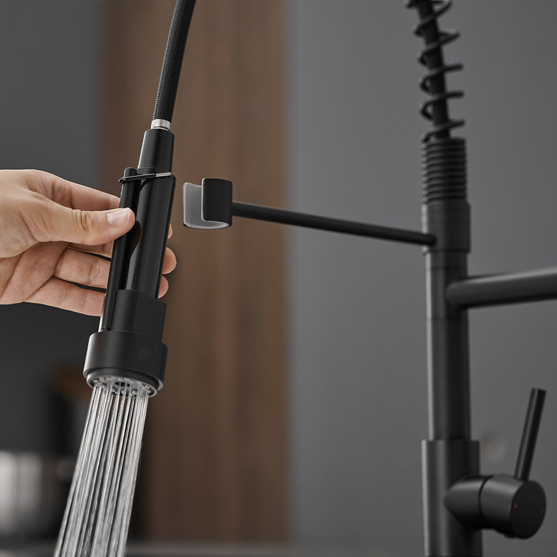 Robinet d'évier de cuisine à double fonction en acier inoxydable noir pour une utilisation domestique et commerciale