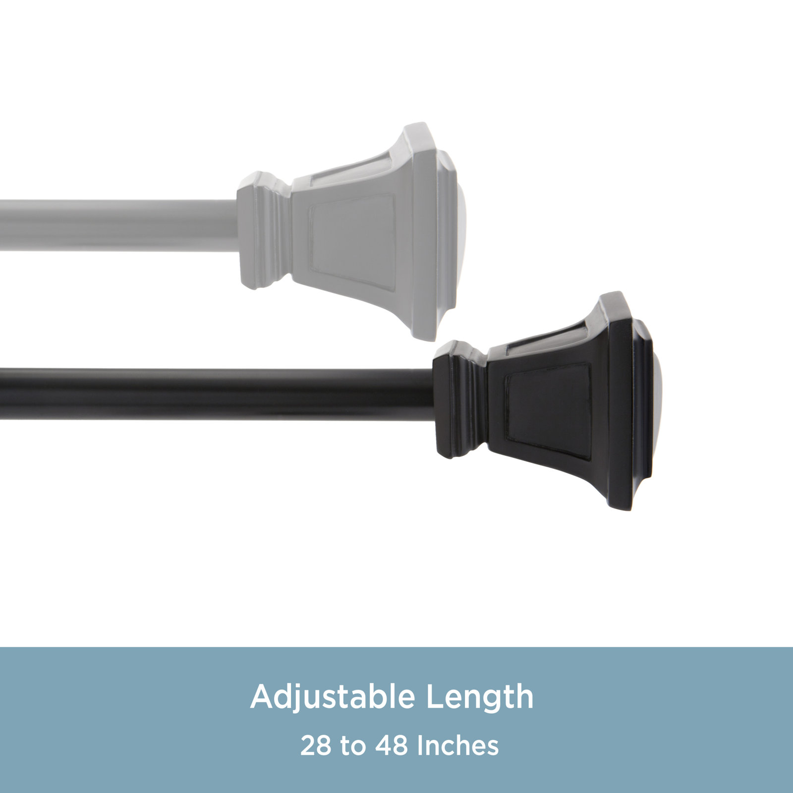 Richmond Single Curtain Rod, 28" - 48", Matte Black