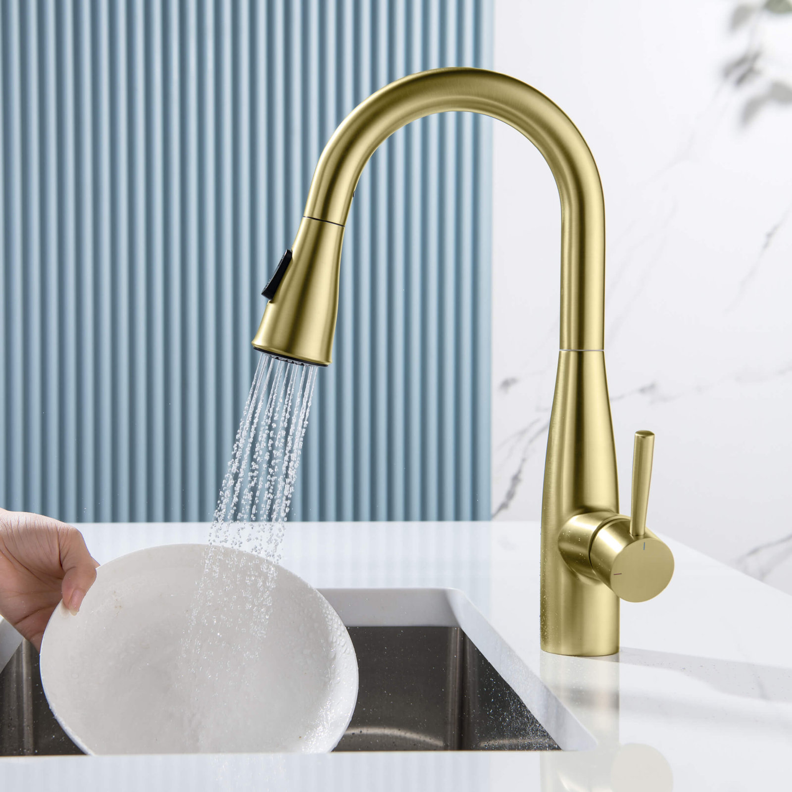 Bari Pull-Down Kitchen Faucet, Brushed Gold