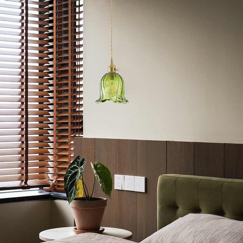 1-lamp green dimmable glass pendant light