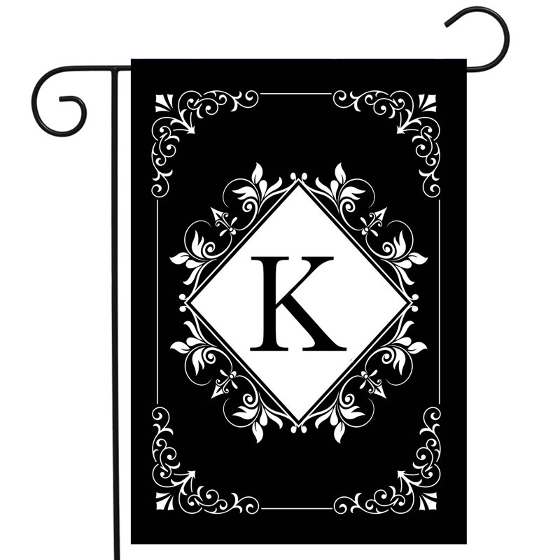 Black And White Monogram K Garden Flag