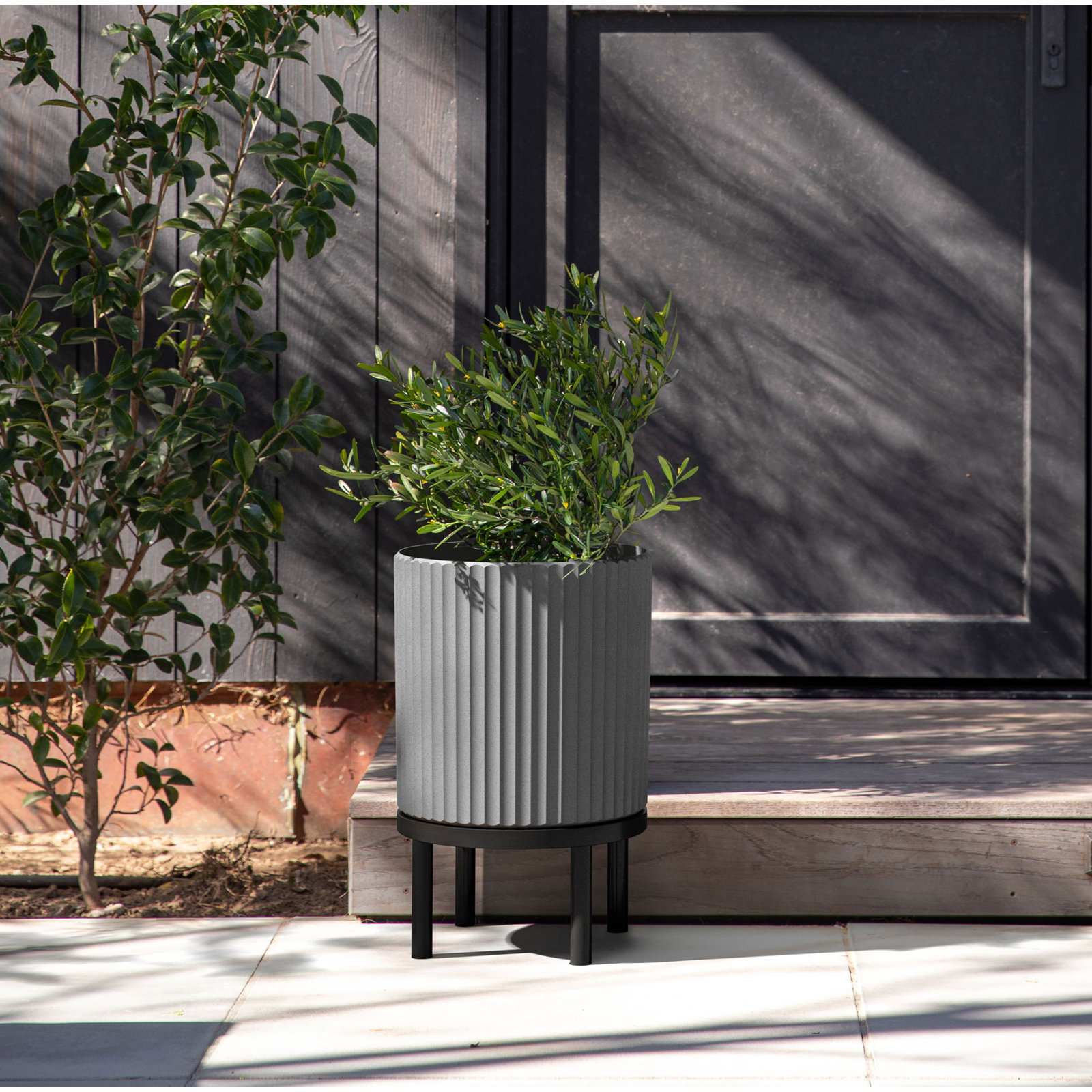Demi Series Planter with Stand, 1, Gray/Black, 16" H x 10.5" W x 10.5" D