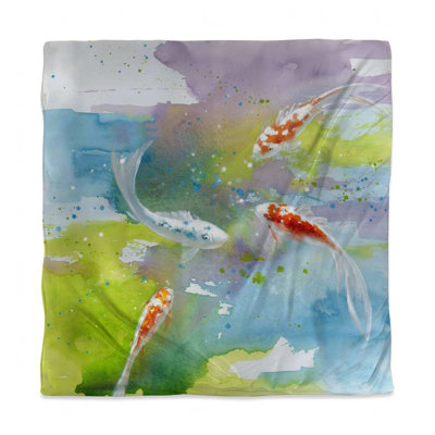 Koi Fish Asian Blue Duvet Cover | Aquatic Home Decor