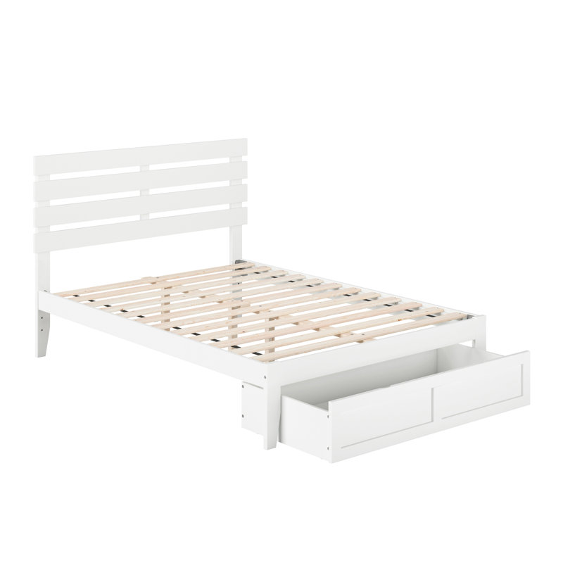 Lit plateforme avec rangement sous le lit Jaqson, Blanc, Double