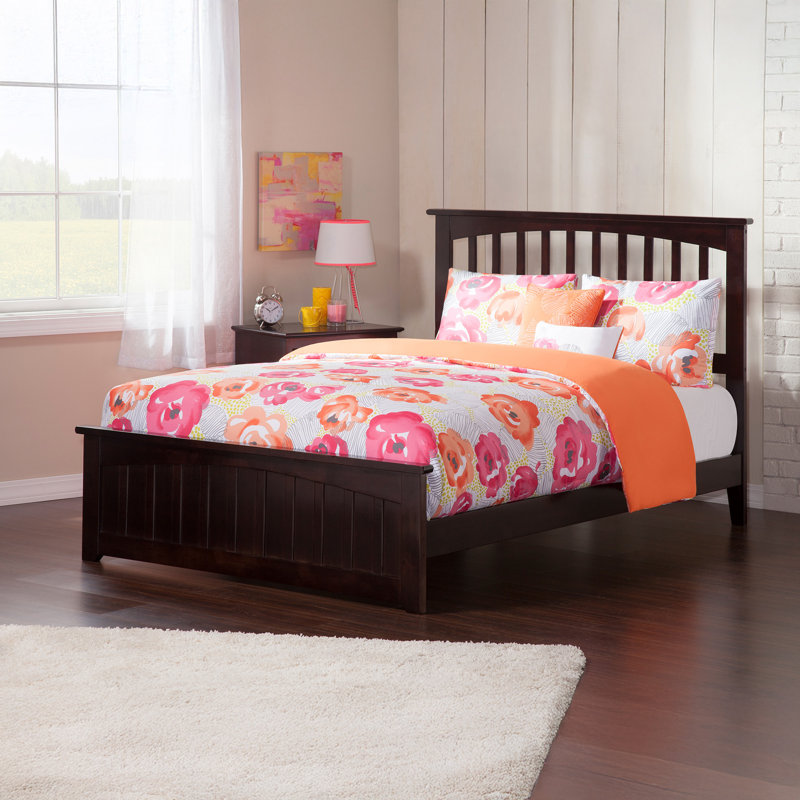 Mission Low Profile Solid Wood Platform Bed with Matching Footboard, Full, Espresso