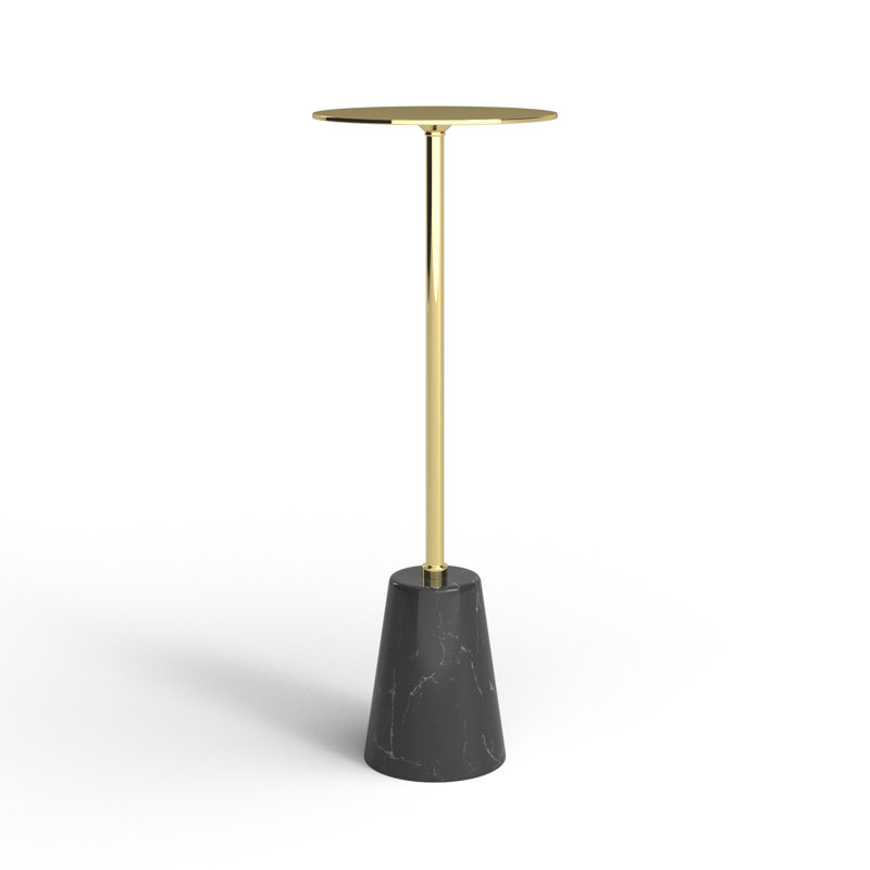 Maisel Metal and Marble Pedestal End Table, Black, Gold
