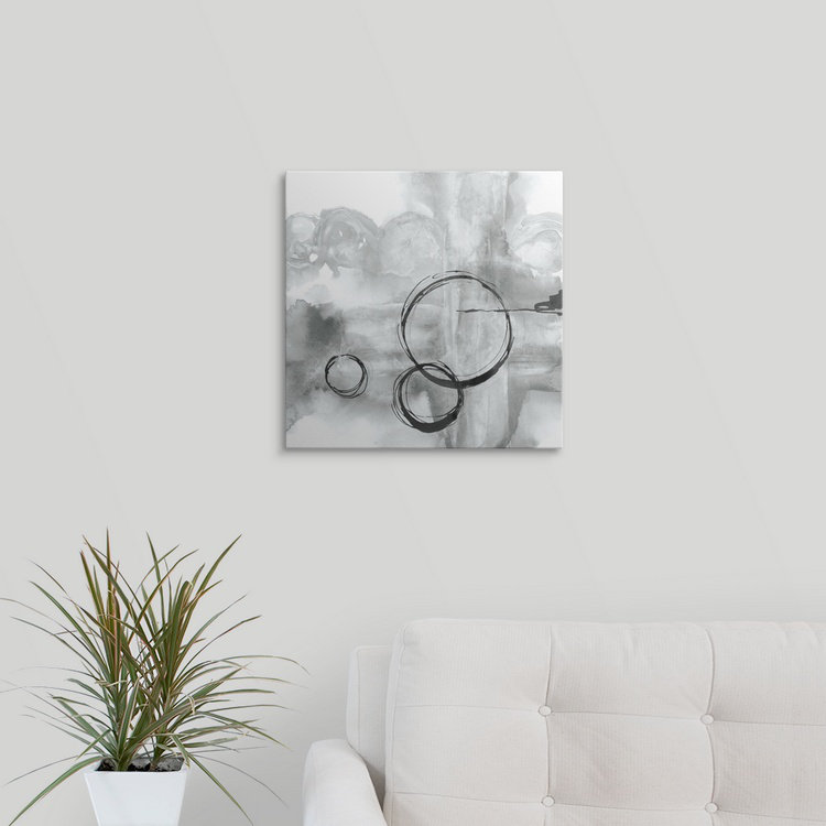 'Full Circle II Gray' Chris Paschke Painting Print, 16" H x 16" W x 1.5" D, Canvas